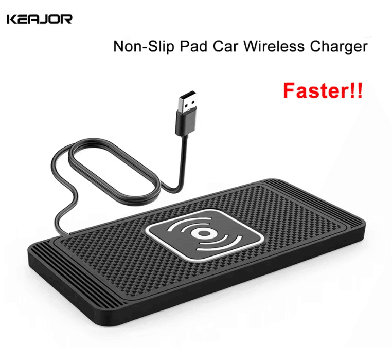 Car Wireless Charging Pad with Non Slip Silicone Design for Fast Charging