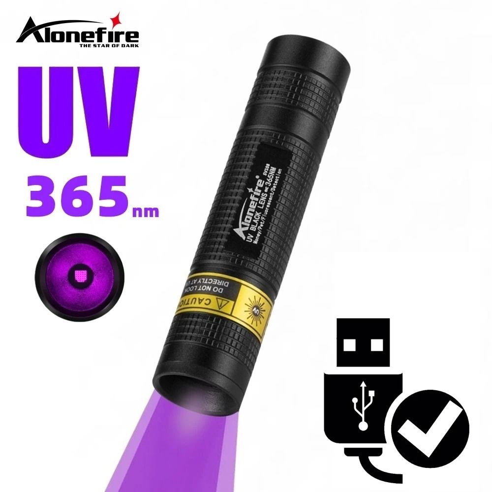 Mini UV Blacklight Flashlight 365nm USB Rechargeable