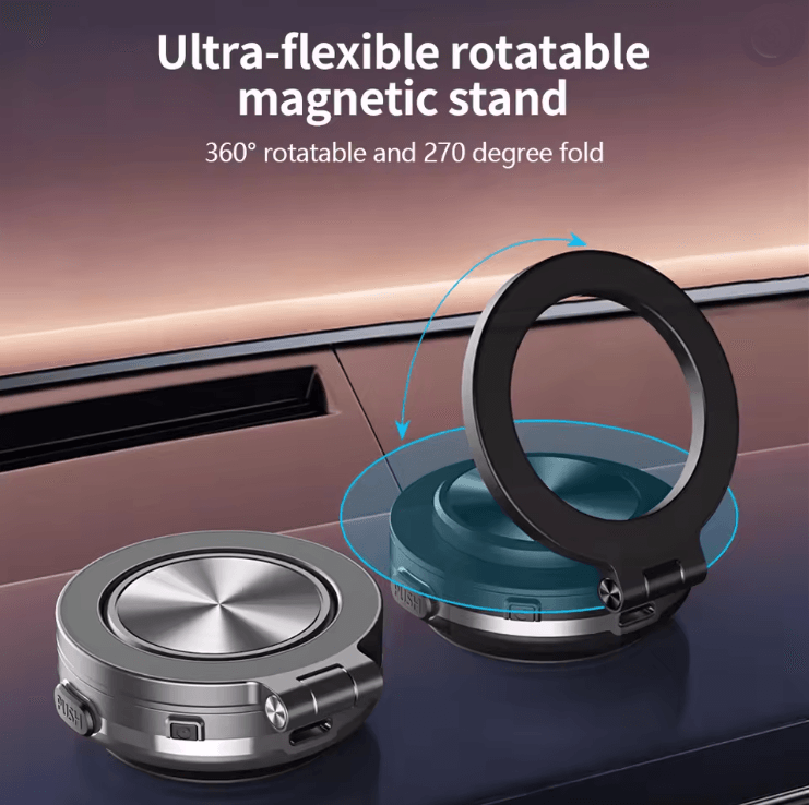 Magnetic Car Phone Holder with Strong Vacuum Suction and 360 Degree Rotation