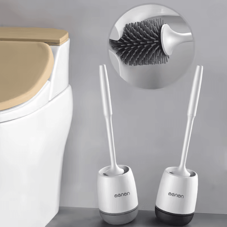 Silicone Toilet Brush with Holder for Deep Bathroom Cleaning