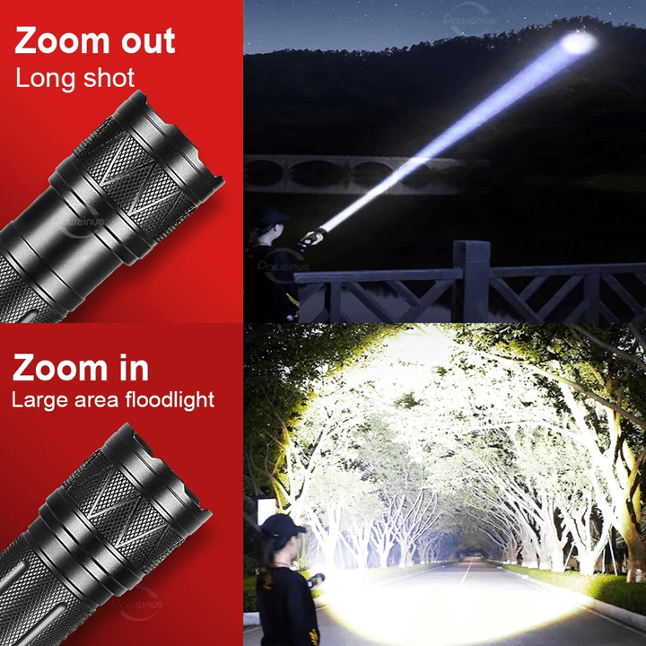 Ultra Bright LED Rechargeable Flashlight With Zoomable Beam And 50000 Lumens Power 3