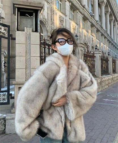 Oversized Faux Fur Coat for Women Soft Fluffy Winter Jacket