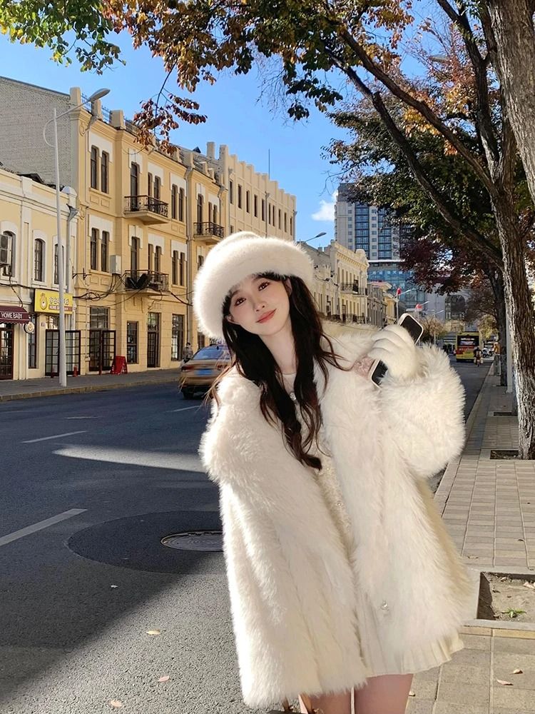 Oversized Faux Fur Coat For Women Soft Fluffy Winter Jacket 3