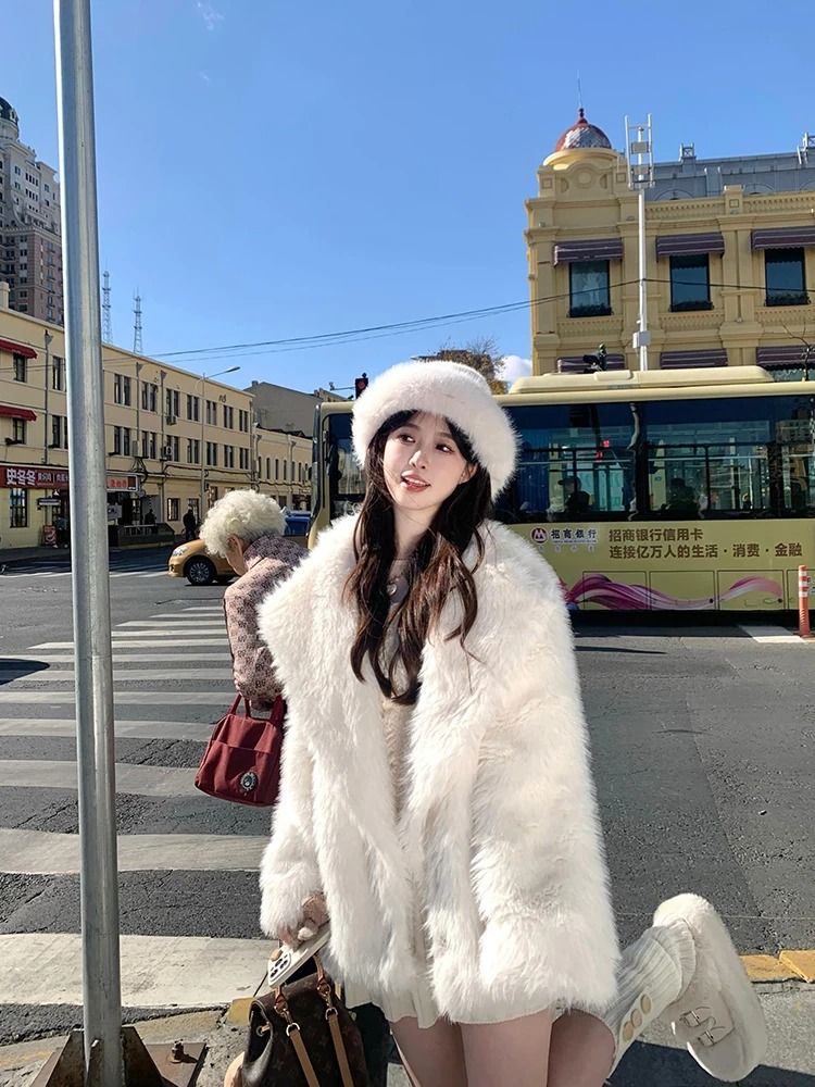 Oversized Faux Fur Coat For Women Soft Fluffy Winter Jacket 5