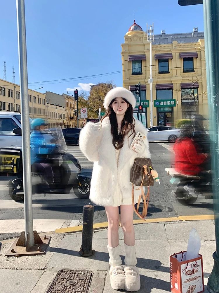 Oversized Faux Fur Coat For Women Soft Fluffy Winter Jacket 8