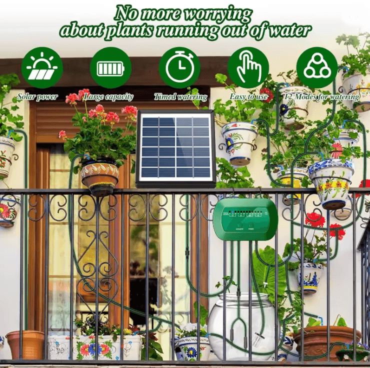 Solar Powered Drip Irrigation Kit For Potted Plants And Garden Watering 1