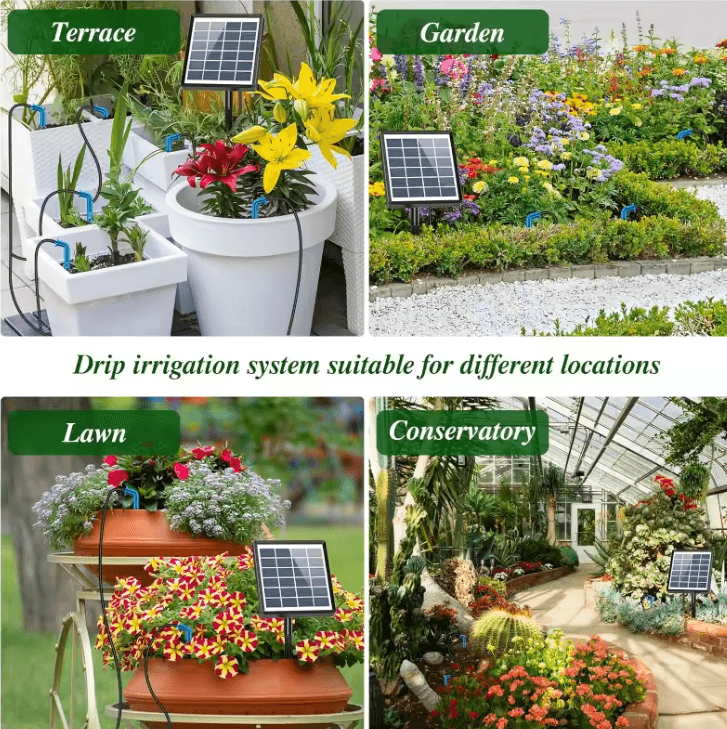 Solar Powered Drip Irrigation Kit For Potted Plants And Garden Watering 2