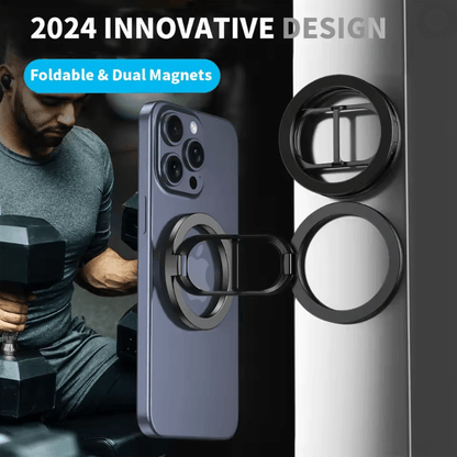 Double Sided Magnetic Phone Stand With MagSafe Ring Holder And Kickstand 1