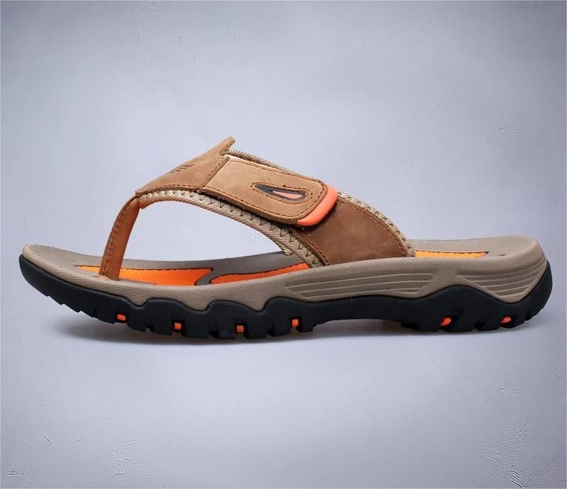 Genuine Leather Men Slippers Outdoor Summer Casual Flip Flops 1