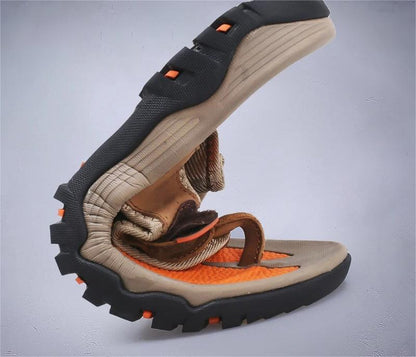 Genuine Leather Men Slippers Outdoor Summer Casual Flip Flops 3