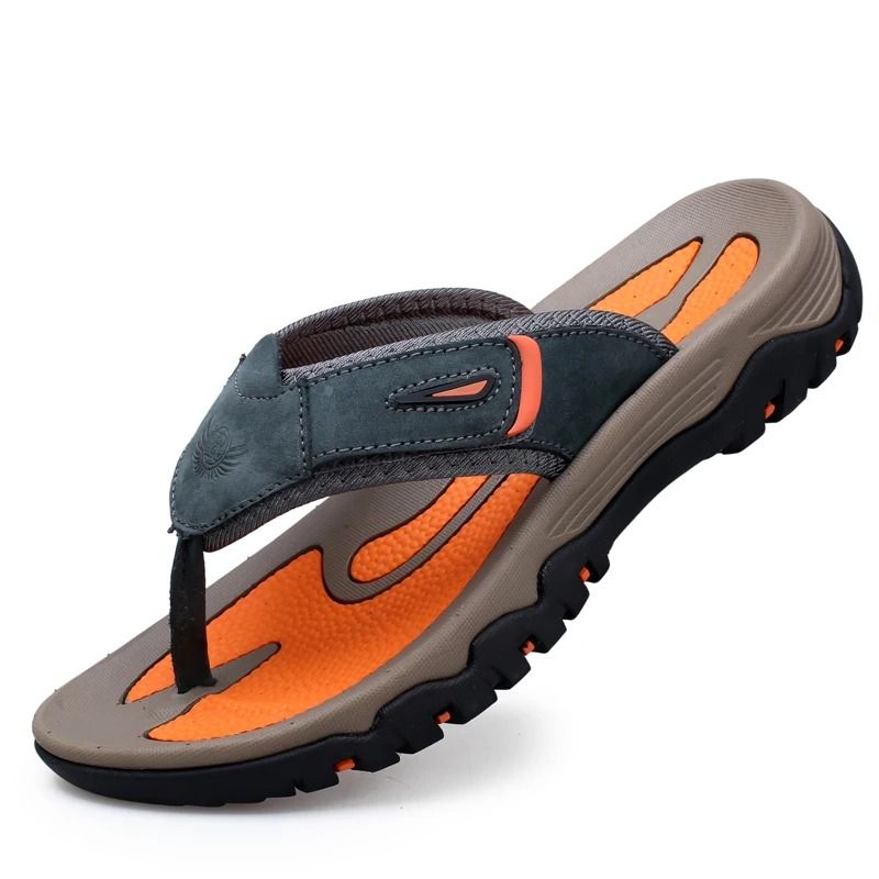 Genuine Leather Men Slippers Outdoor Summer Casual Flip Flops 6
