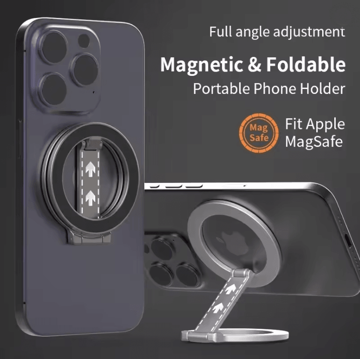Double Sided Magnetic Phone Ring Holder With MagSafe Kickstand And Grip 1