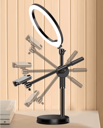 Overhead Tripod With Ring Light And Phone Holder For Photography And Video 1