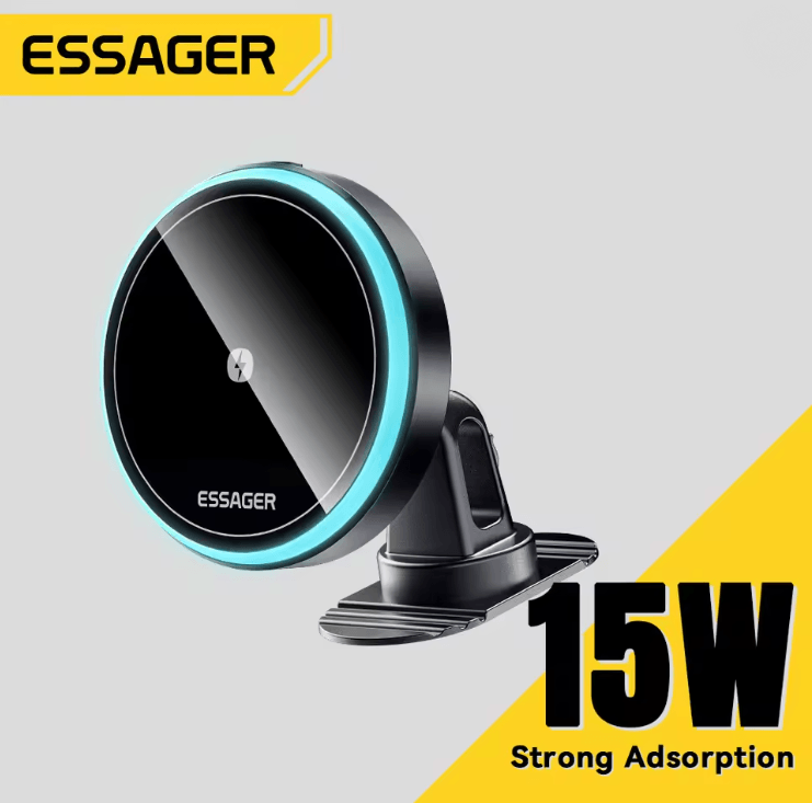 Magnetic Wireless Car Charger and Phone Holder with 360 Degree Rotation