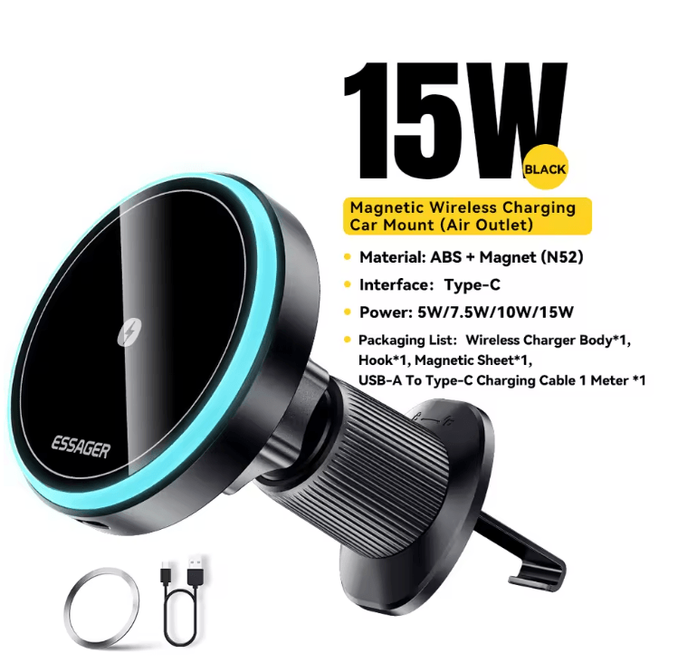 Magnetic Wireless Car Charger And Phone Holder With 360 Degree Rotation 3