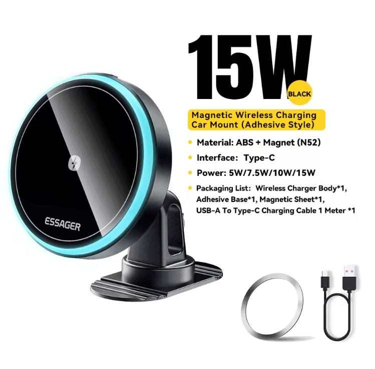 Magnetic Wireless Car Charger And Phone Holder With 360 Degree Rotation 4