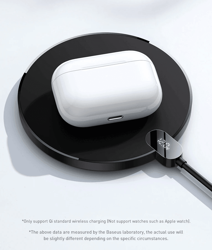 Baseus 15W Fast Wireless Charging Pad With LED Display For Phones And AirPods 2