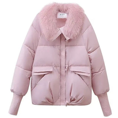 Winter Down Cotton Padded Jacket For Women With Fur Collar 10