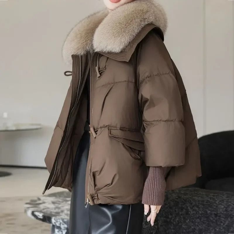 Winter Down Cotton Padded Jacket For Women With Fur Collar 3