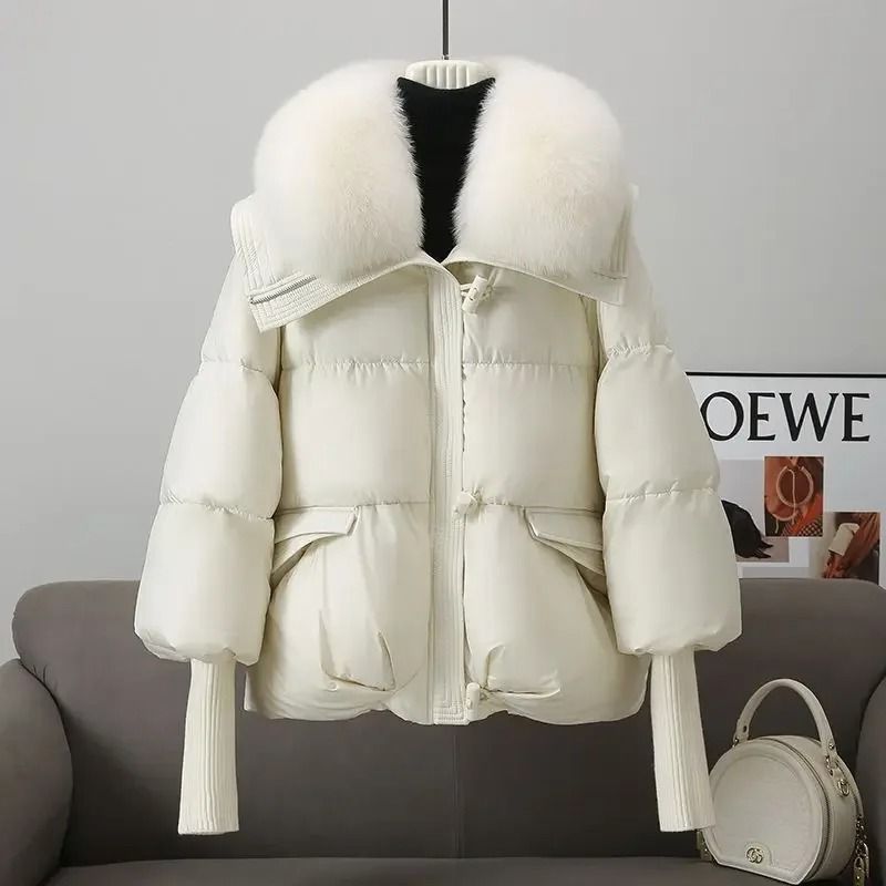 Winter Down Cotton Padded Jacket For Women With Fur Collar 4
