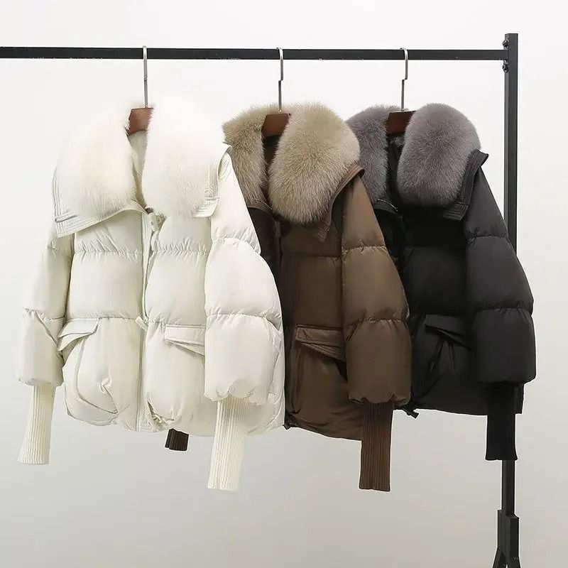Winter Down Cotton Padded Jacket For Women With Fur Collar 5
