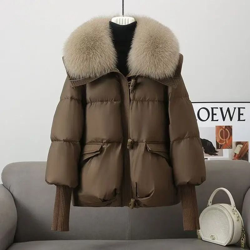 Winter Down Cotton Padded Jacket For Women With Fur Collar 8