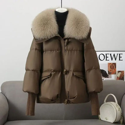 Winter Down Cotton Padded Jacket For Women With Fur Collar 8
