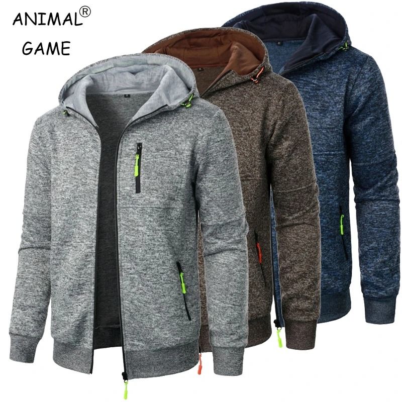 Oversize Hooded Sweatshirt Jacket for Men Winter Warm Zipper Coat