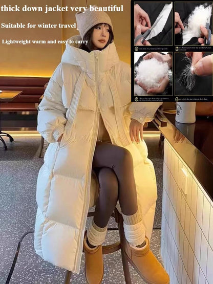 Long Hooded Down Jacket For Women Thick Winter Coat With Duck Down Filling 4