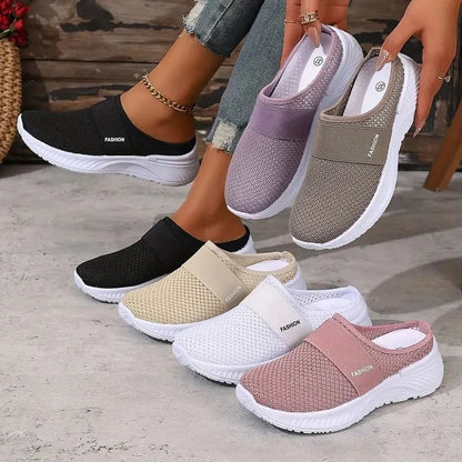 Womens Mesh Slip On Sneakers Comfortable Casual Walking Flats