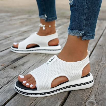 Womens Mesh Open Toe Platform Sandals Breathable Summer Slip On Shoes