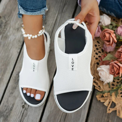 Womens Mesh Open Toe Platform Sandals Breathable Summer Slip On Shoes 1