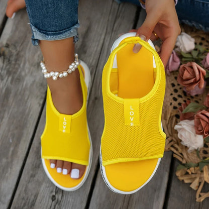 Womens Mesh Open Toe Platform Sandals Breathable Summer Slip On Shoes 3