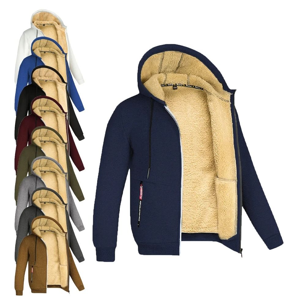 Mens Zip Up Fleece Hoodie Jacket Casual Winter Streetwear