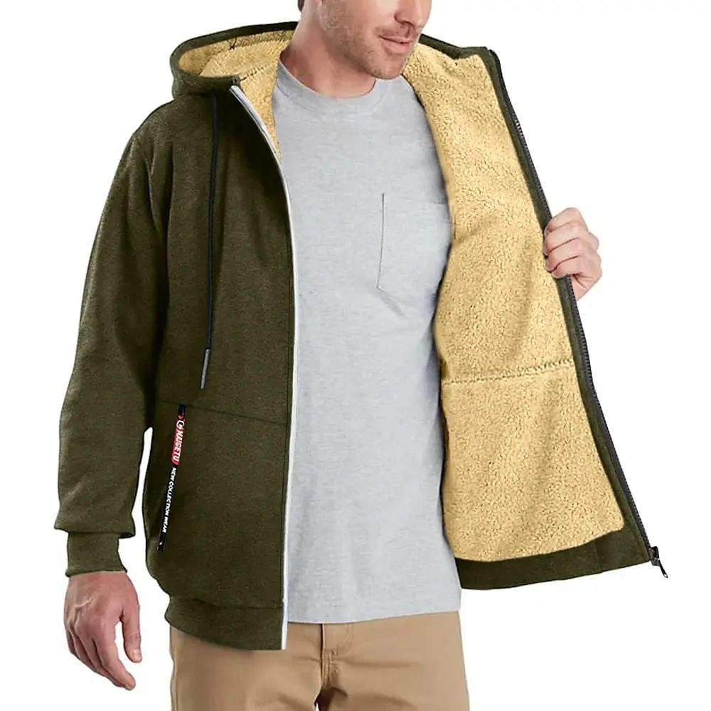 Mens Zip Up Fleece Hoodie Jacket Casual Winter Streetwear 1