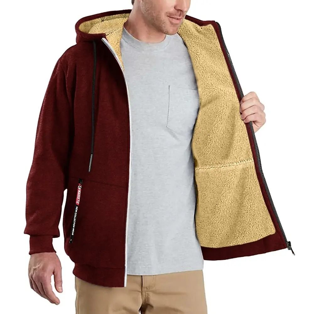 Mens Zip Up Fleece Hoodie Jacket Casual Winter Streetwear 3