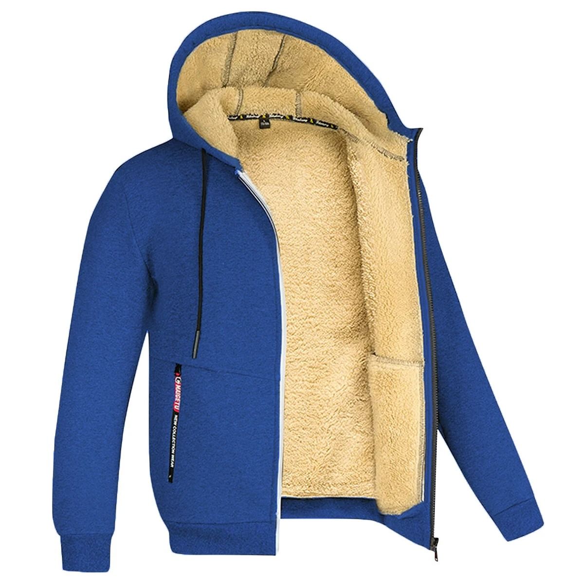 Mens Zip Up Fleece Hoodie Jacket Casual Winter Streetwear 13