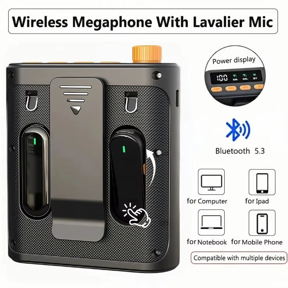 Portable Bluetooth Voice Amplifier with Lavalier Microphone