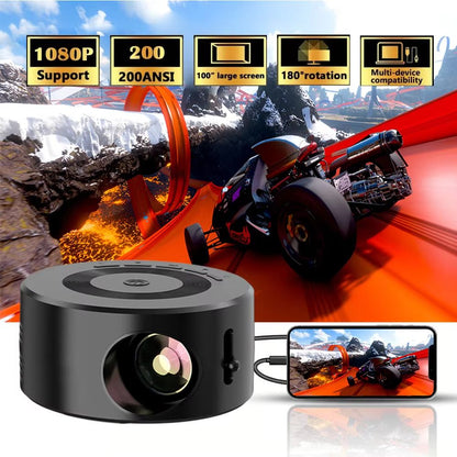 Mini Home Theater Projector with 180° Flexible Angle and 1080P Support