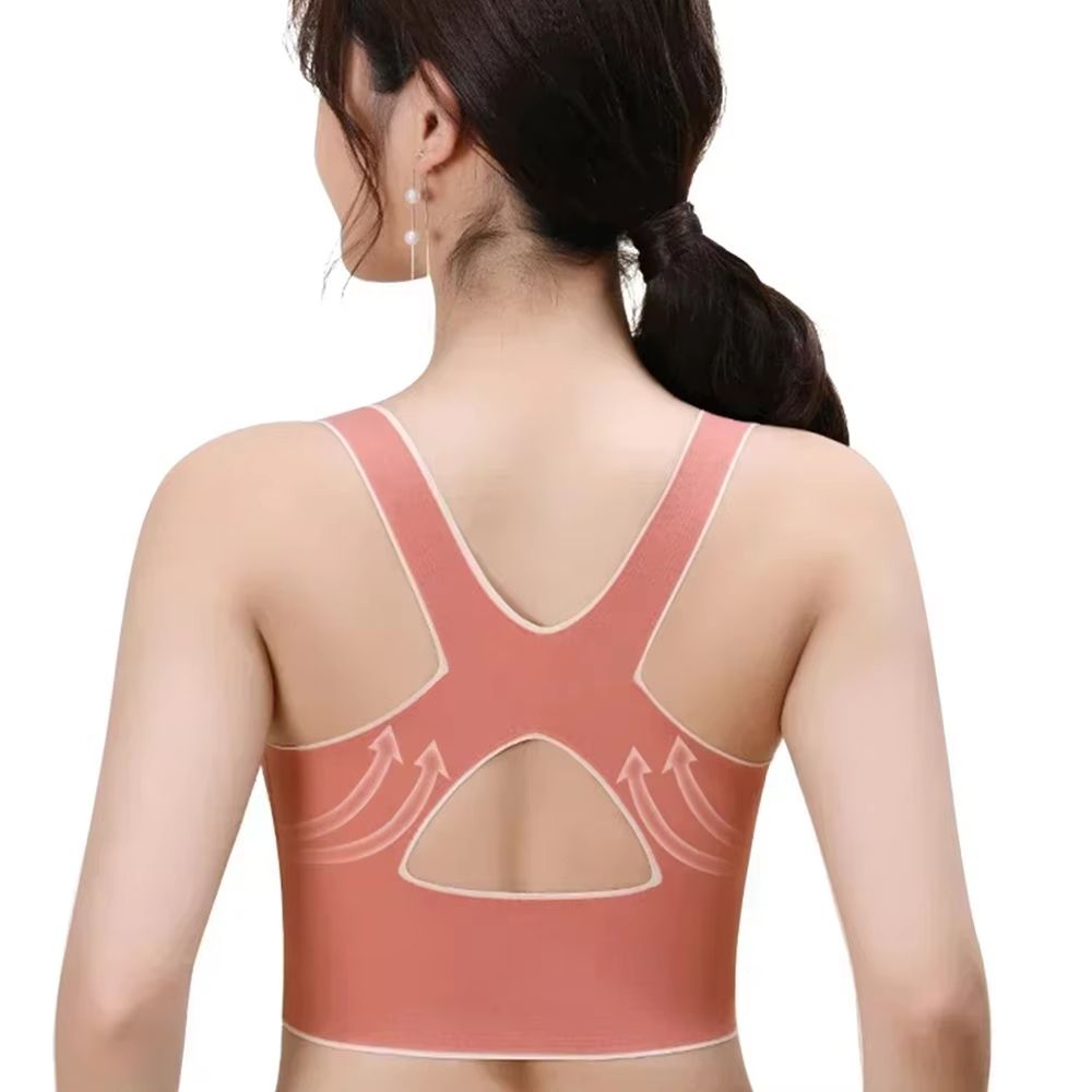 Womens Sports Bra With Front Adjustable Buckle  Wireless Padded Workout Top 3
