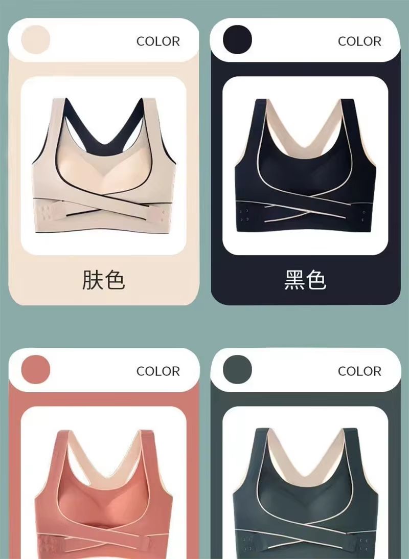 Womens Sports Bra With Front Adjustable Buckle  Wireless Padded Workout Top 4