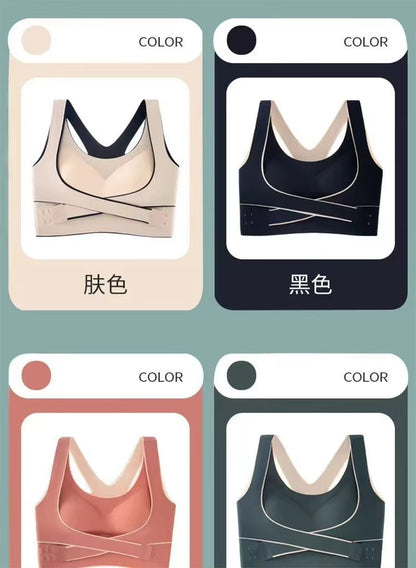 Womens Sports Bra With Front Adjustable Buckle  Wireless Padded Workout Top 4