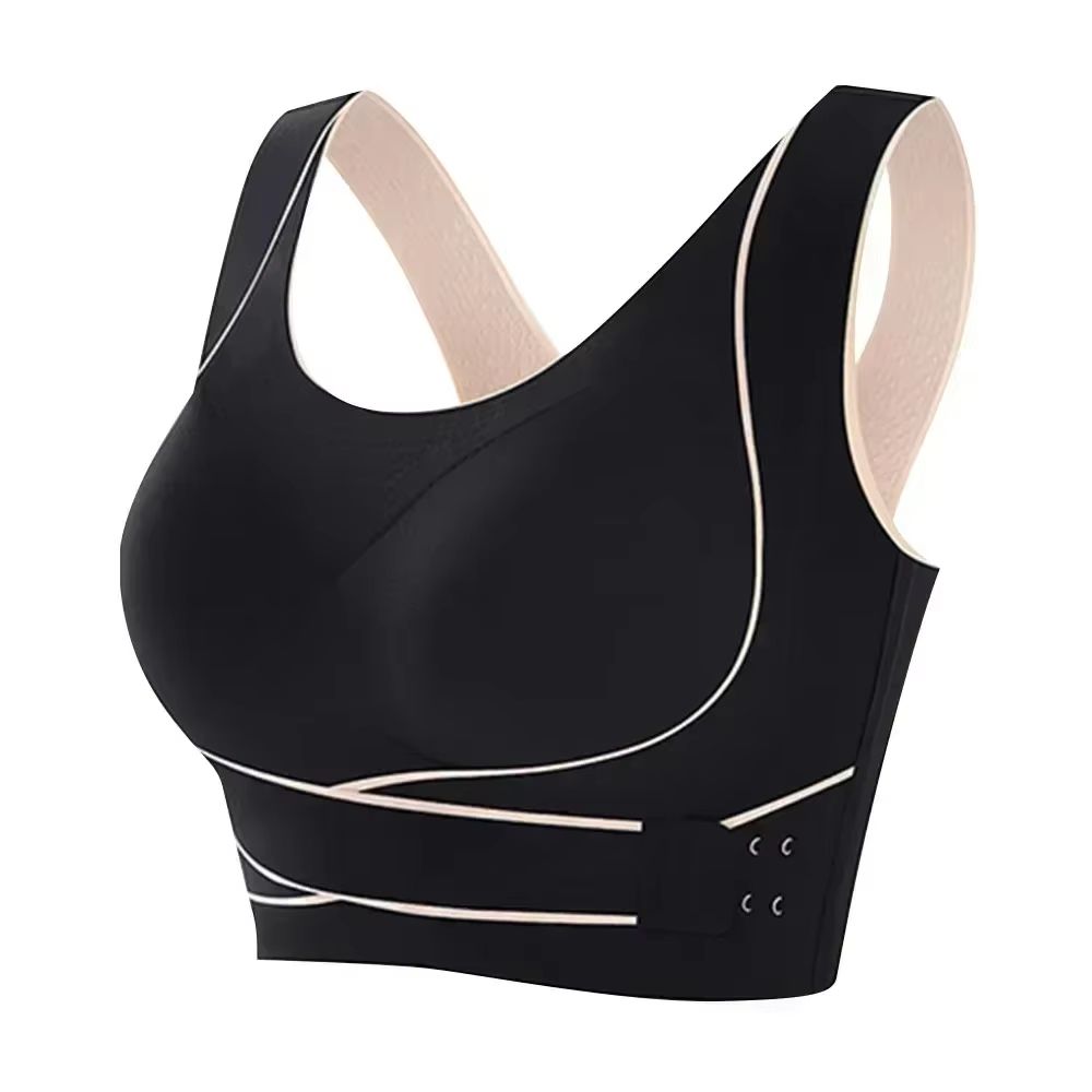 Womens Sports Bra With Front Adjustable Buckle  Wireless Padded Workout Top 7