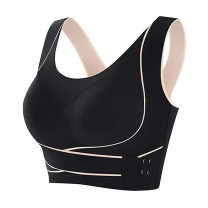 Womens Sports Bra With Front Adjustable Buckle  Wireless Padded Workout Top 7
