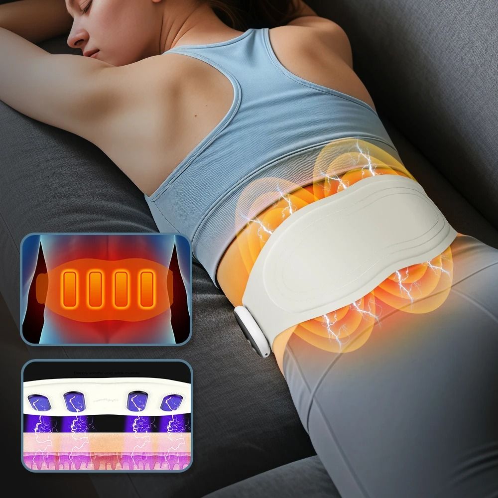 Electric Waist Massager Belt with Vibration and Heat for Back Pain Relief and Belly Exercise