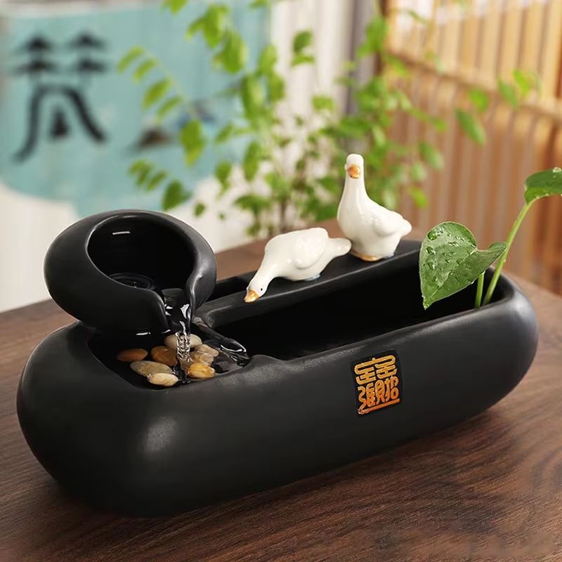 Ceramic Cat Water Fountain  Creative Desktop Waterfall  Indoor Pet Fountain 7