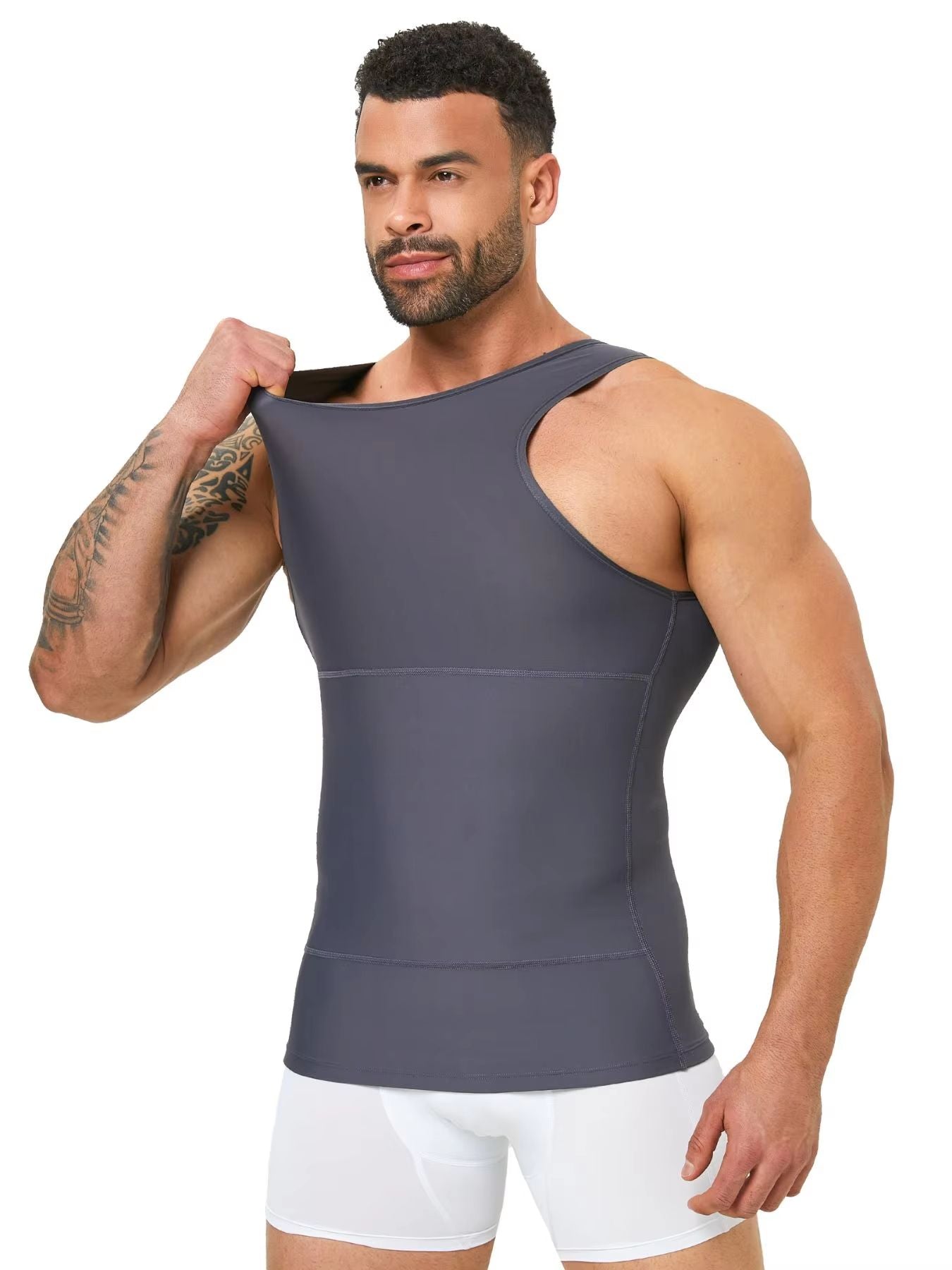 Mens Compression Tank Top  Body Shaper With Tummy Control  Chest Support 3