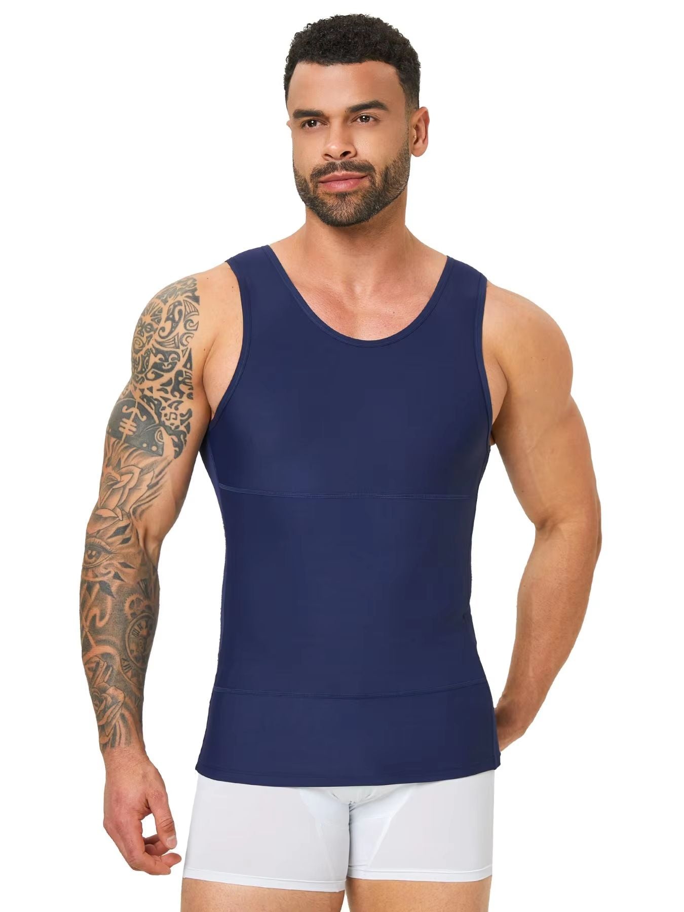 Mens Compression Tank Top  Body Shaper With Tummy Control  Chest Support 4