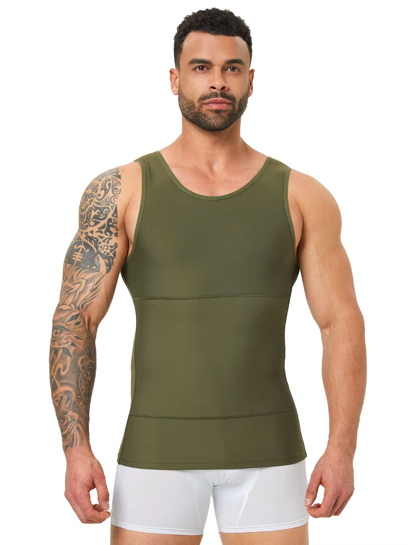 Mens Compression Tank Top  Body Shaper With Tummy Control  Chest Support 9