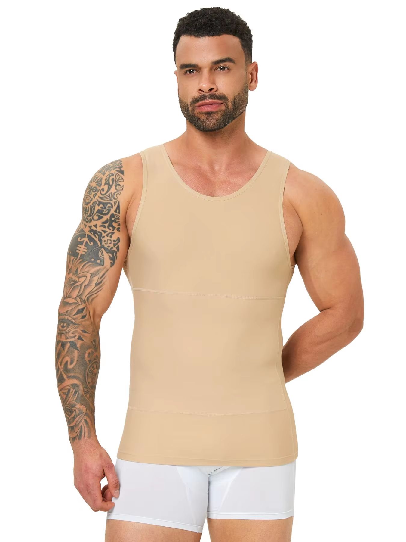 Mens Compression Tank Top  Body Shaper With Tummy Control  Chest Support 10